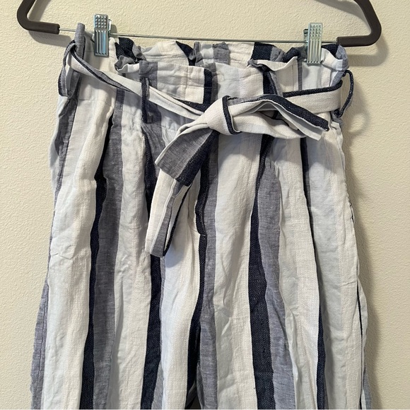 J Crew Point Sur Paperbag Stripe Linen Pants size 10 - Picture 4 of 12